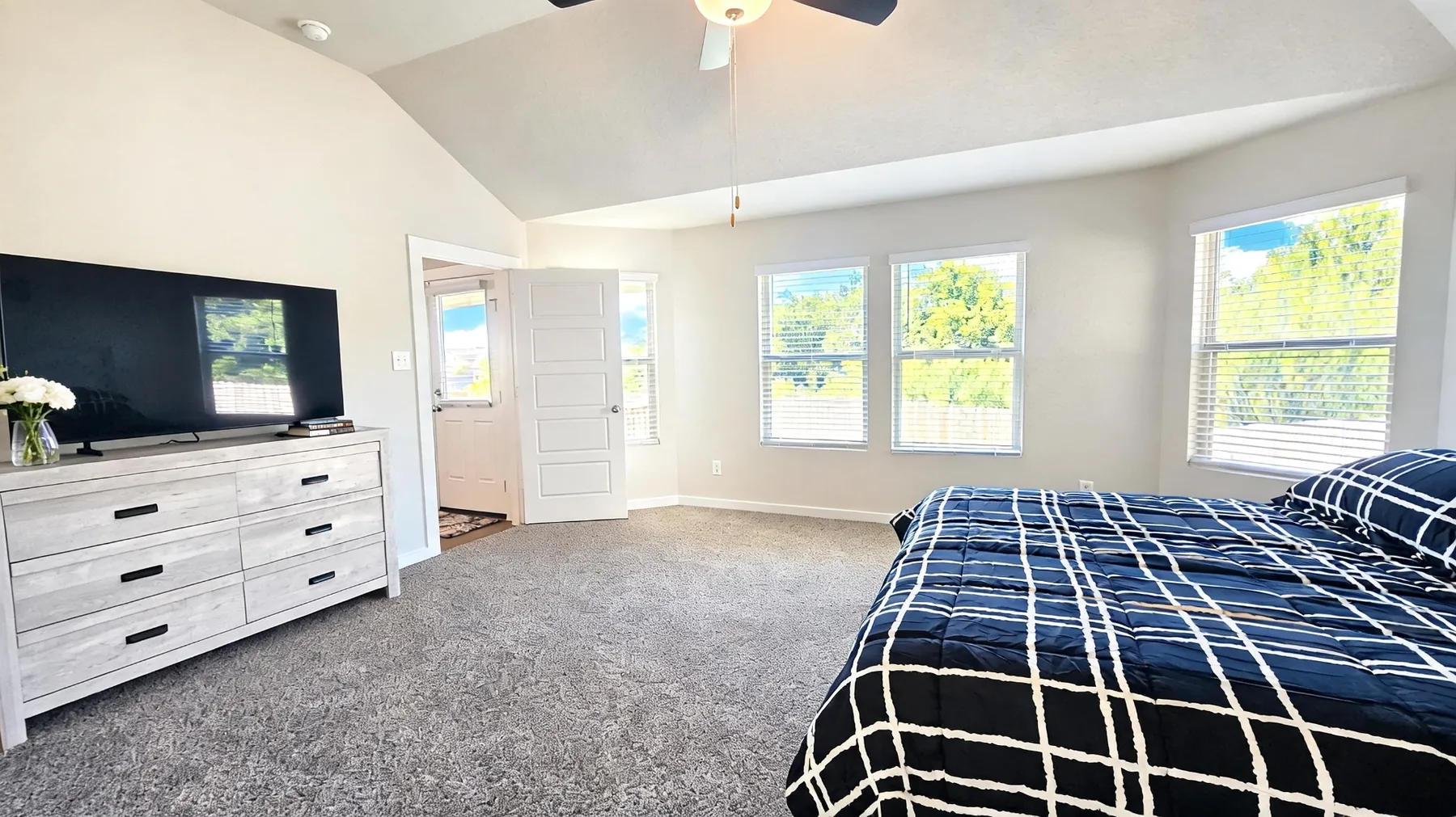 Second view of the furnished primary bedroom at Beebrush Saddle