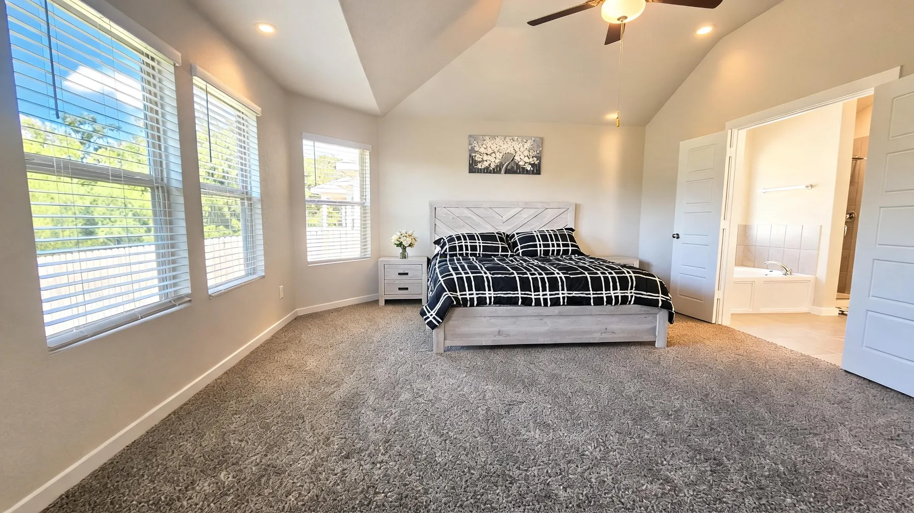 Spacious furnished primary bedroom at Beebrush Saddle