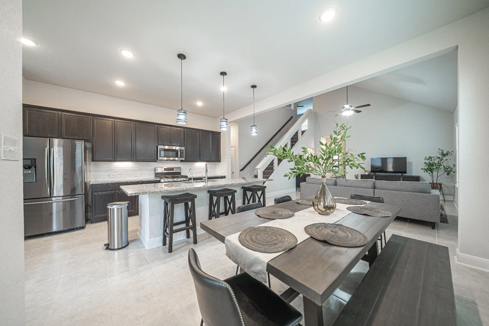 Dining room opening into the kitchen at Locklear Way