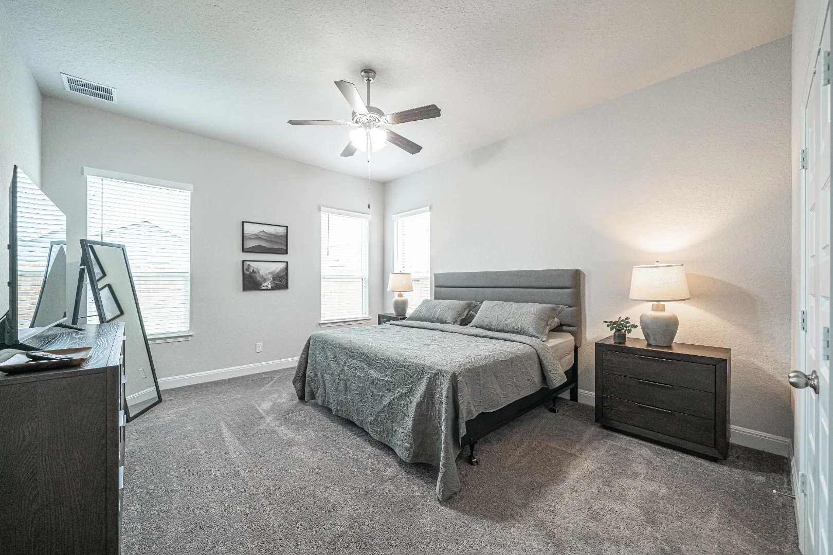 Furnished primary bedroom at Locklear Way