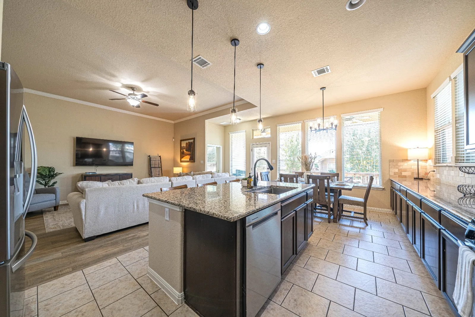 Open kitchen overlooking the living area at Upton Park